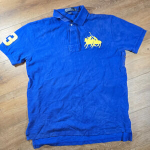 Polo Ralph Lauren Big Pony Polo Shirt Mens L Blue #3 Preppy Casual Golf